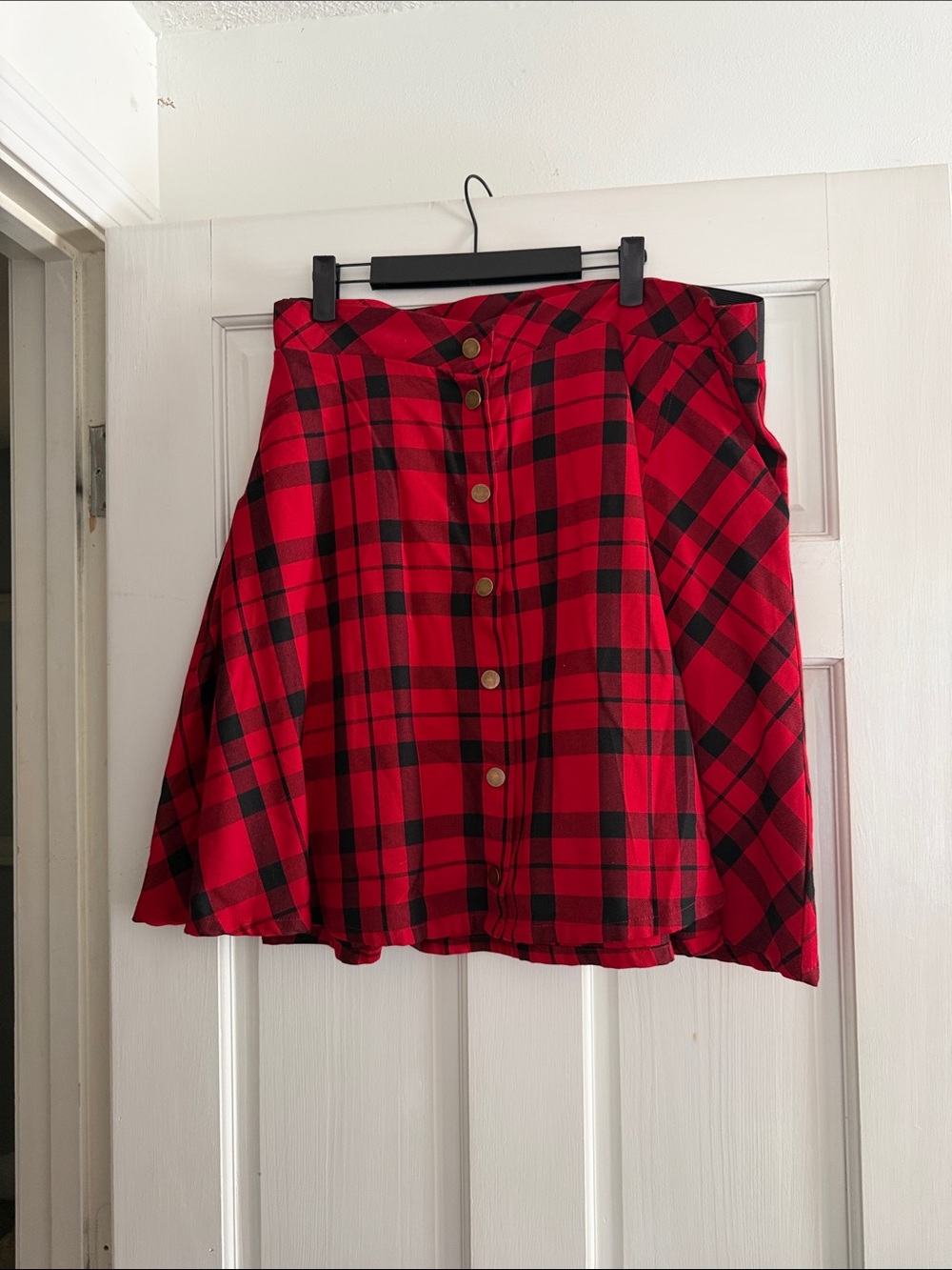 torrid Red and Black Plaid Button-Front Skater Skirt